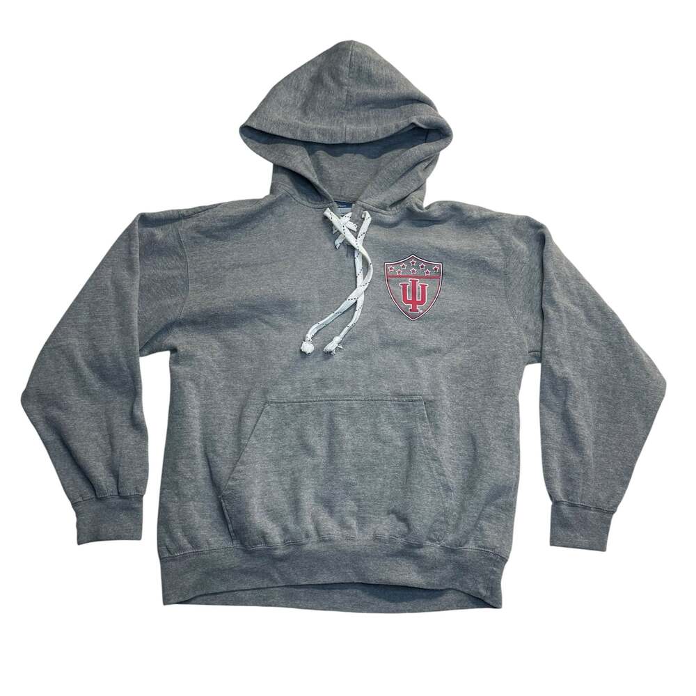 Indiana Hoosiers IU Gray Lace Up Hoodie Men’s Large MV Sport College